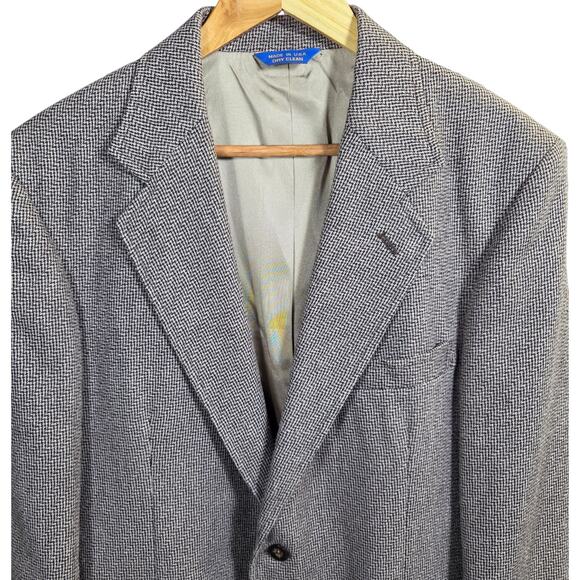 VINTAGE Pendleton Wool Herringbone Plaid Pleated Back Blazer Size 40 Sport Coat - Picture 3 of 16